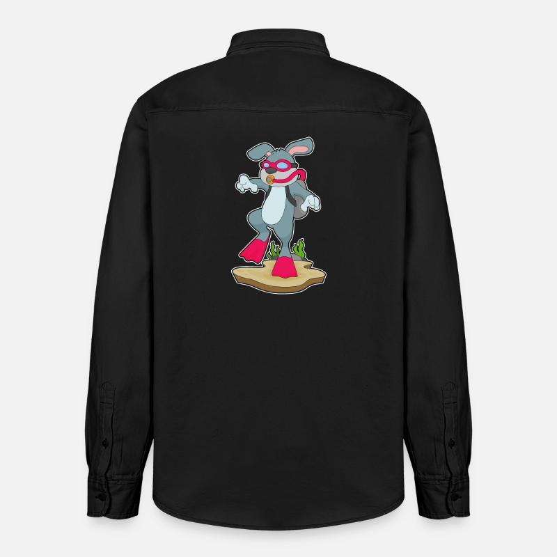 Rabbit Diver Bouteille d’oxygène Plongée - Chemise unisexe coupe décontractée bio Stanley/Stella - noir délavé