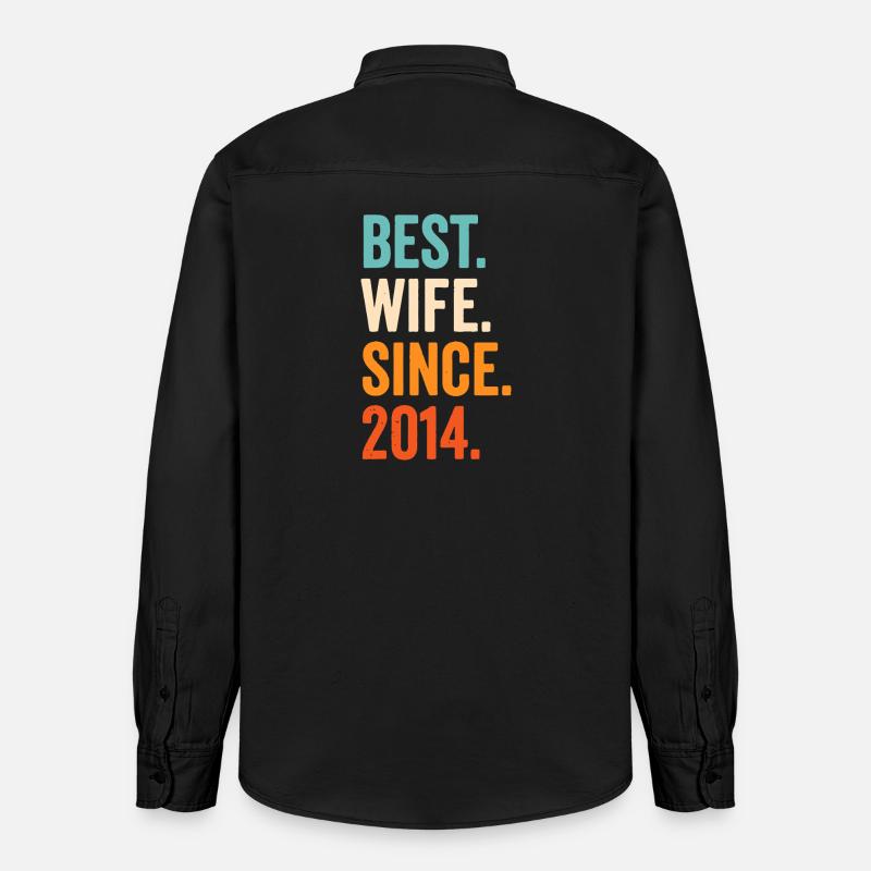 Beste Ehefrau seit 2014 - Relaxed Fit Unisex Organic Hemd von Stanley/Stella - washed Black