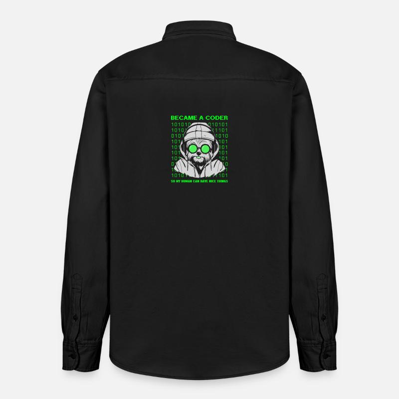 Became a Coder – Cyber Dog Binary - Relaxed Fit Unisex Organic Shirt by Stanley/Stella - washed black