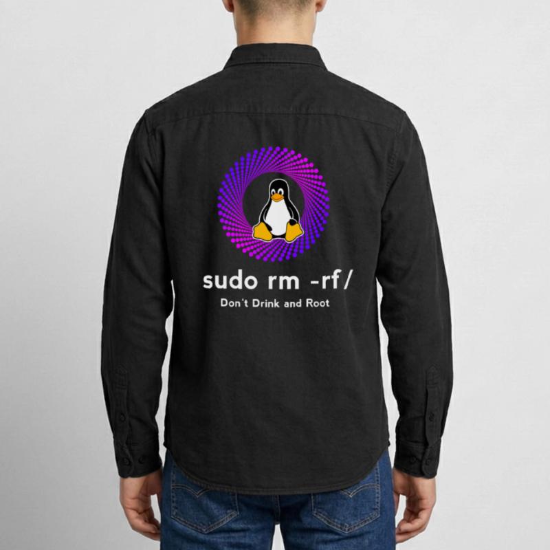 Ordinateur Sys admin Penguin Nerd pc sudo rm -rf cod Chemise unisexe coupe décontractée bio Stanley/Stella