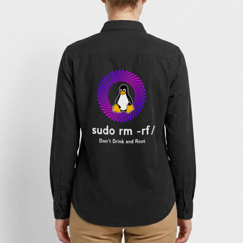 Ordinateur Sys admin Penguin Nerd pc sudo rm -rf cod Chemise unisexe coupe décontractée bio Stanley/Stella
