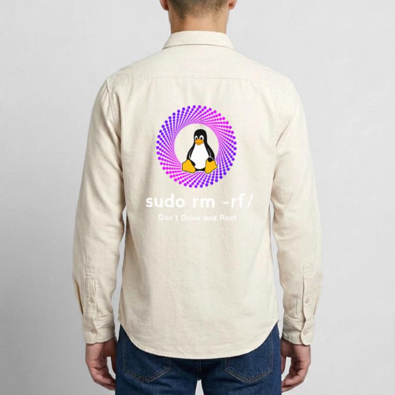 Ordinateur Sys admin Penguin Nerd pc sudo rm -rf cod Chemise unisexe coupe décontractée bio Stanley/Stella