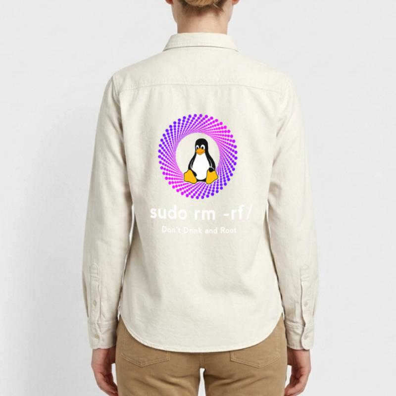 Ordinateur Sys admin Penguin Nerd pc sudo rm -rf cod Chemise unisexe coupe décontractée bio Stanley/Stella