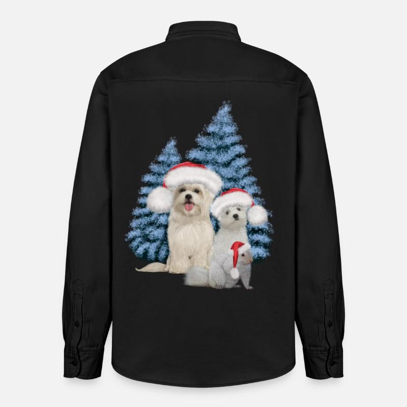Weihnachtsnetter Hund mit Eichhörnchen - Relaxed Fit Unisex Organic Hemd von Stanley/Stella - washed Black
