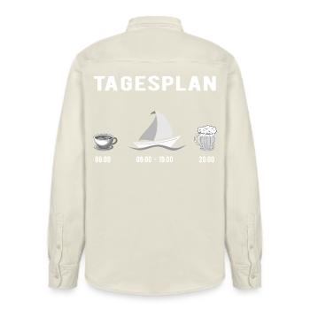 Tagesplan Segeln - Relaxed Fit Unisex Organic Hemd von Stanley/Stella - Natur - Hinten - AI Model Male 178 light (178cm)