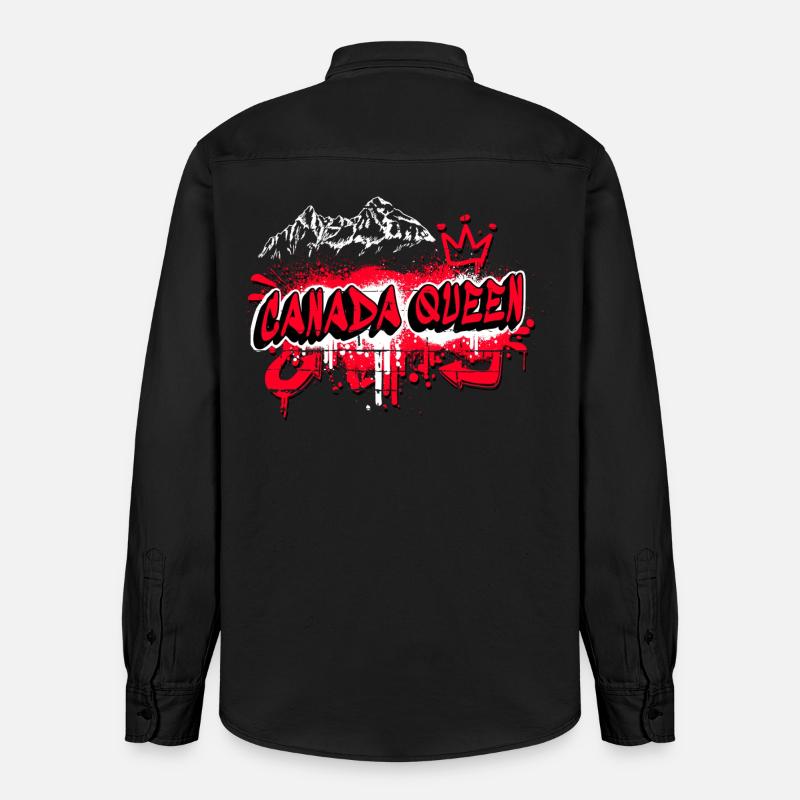 Canada Queen Drapeaux Graffiti Design - Chemise unisexe coupe décontractée bio Stanley/Stella - noir délavé