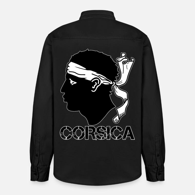 Corsica Drapeau Tête de Maure - Chemise unisexe coupe décontractée bio Stanley/Stella - noir délavé