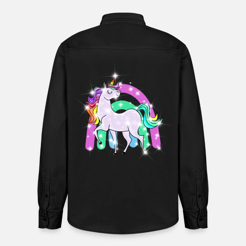 funkelndes Einhorn mit Regenbogen - Relaxed Fit Unisex Organic Hemd von Stanley/Stella - washed Black