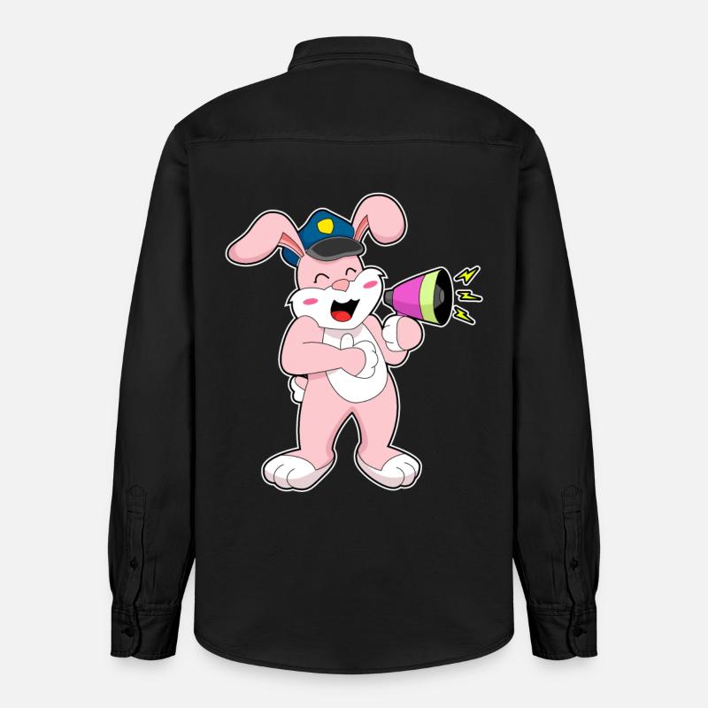 Rabbit Policier Microphone - Chemise unisexe coupe décontractée bio Stanley/Stella - noir délavé