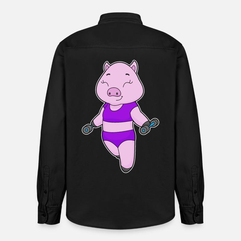 Bodybuilder cochon avec haltères - Chemise unisexe coupe décontractée bio Stanley/Stella - noir délavé