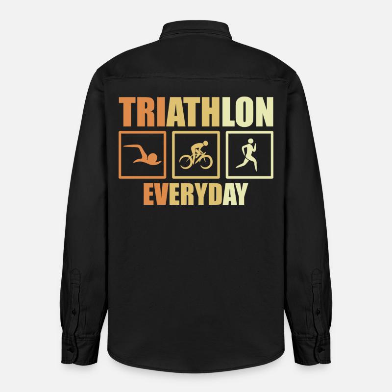 Routine de triathlon à vélo - Chemise unisexe coupe décontractée bio Stanley/Stella - noir délavé