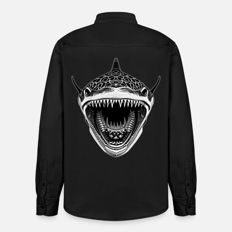 Grand Requin Avec La Gueule Ouverte - Chemise unisexe coupe décontractée bio Stanley/Stella - noir délavé