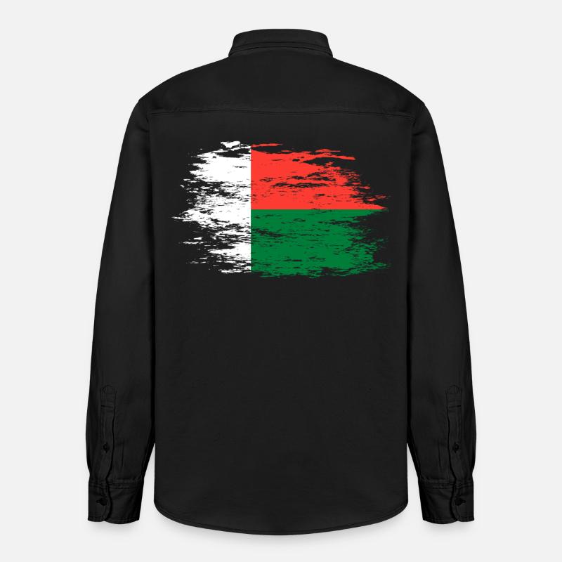 Drapeau de Madagascar utilisé - Chemise unisexe coupe décontractée bio Stanley/Stella - noir délavé