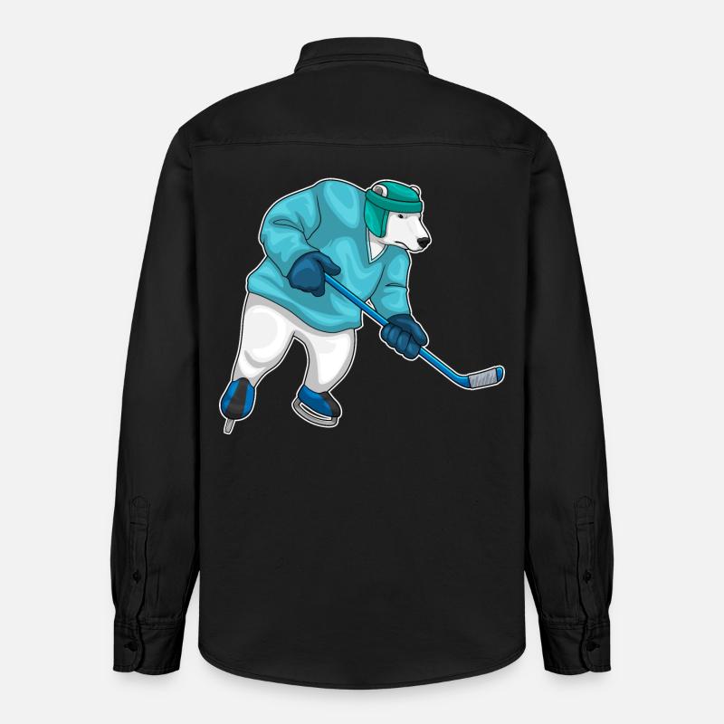 Eisbär Eishockey Eishockeyschläger - Relaxed Fit Unisex Organic Hemd von Stanley/Stella - washed Black