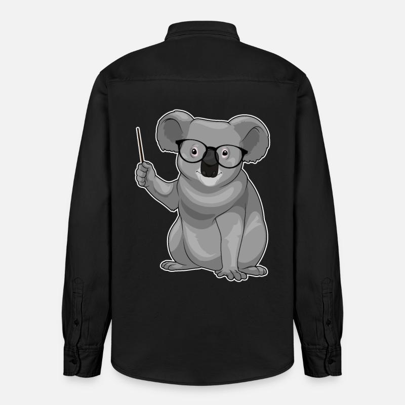 Koala Lehrer Pointer - Relaxed Fit Unisex Organic Hemd von Stanley/Stella - washed Black