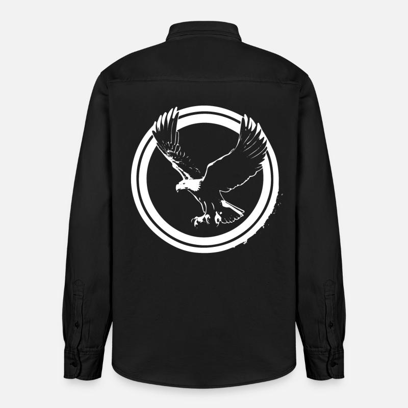 Logo Eagle en rond - Chemise unisexe coupe décontractée bio Stanley/Stella - noir délavé
