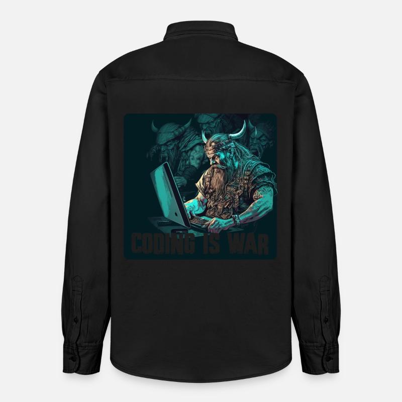 Programmation Vikings - Chemise unisexe coupe décontractée bio Stanley/Stella - noir délavé