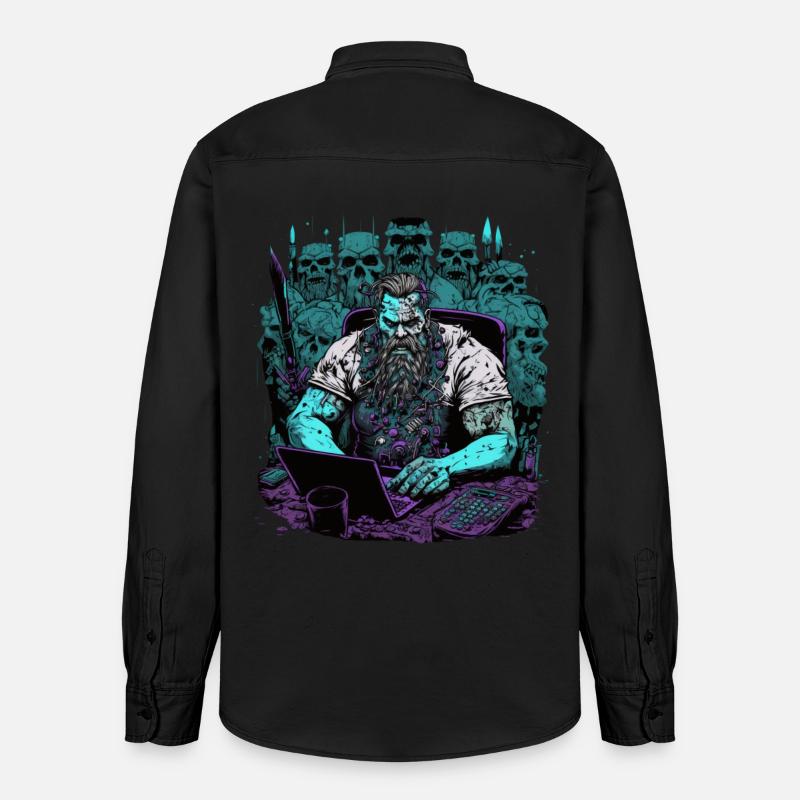 Admin Wiking programmiert Computer - Relaxed Fit Unisex Organic Hemd von Stanley/Stella - washed Black