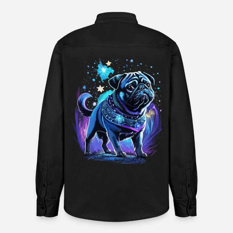Mitternachtszauber Mops Hund - Relaxed Fit Unisex Organic Hemd von Stanley/Stella - washed Black