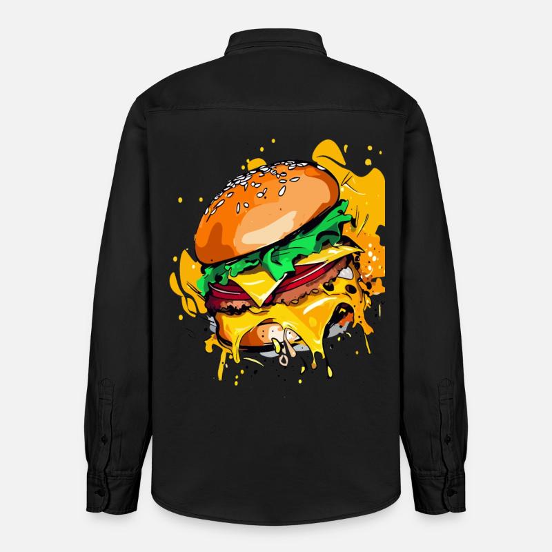 Extra Käse Burger Cheeseburge - Relaxed Fit Unisex Organic Hemd von Stanley/Stella - washed Black