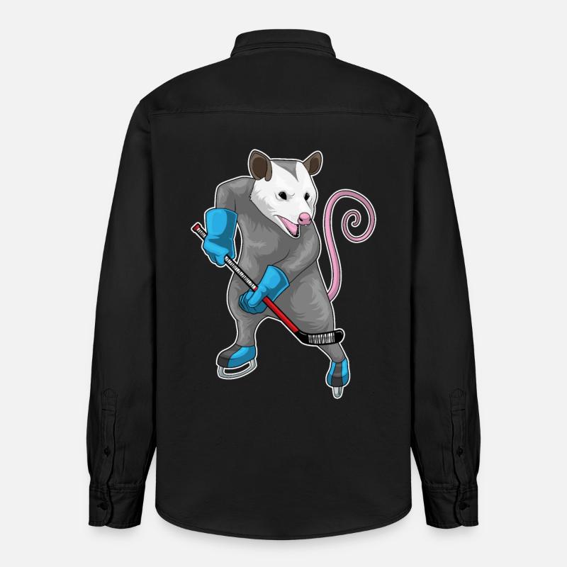 Beutelratte Eishockey Eishockeyschläger - Relaxed Fit Unisex Organic Hemd von Stanley/Stella - washed Black