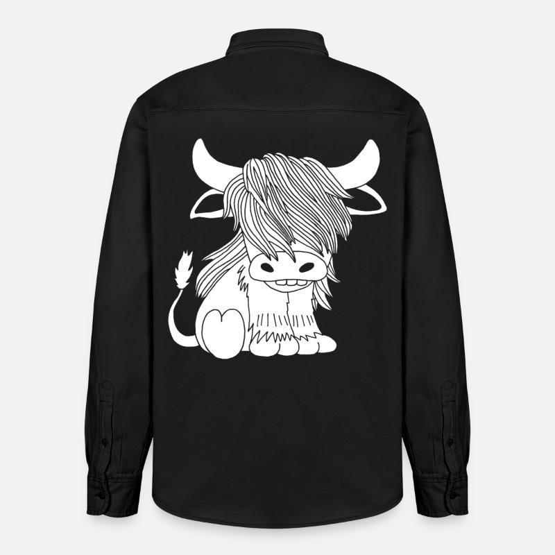 Vache blanche à poil long - Chemise unisexe coupe décontractée bio Stanley/Stella - noir délavé