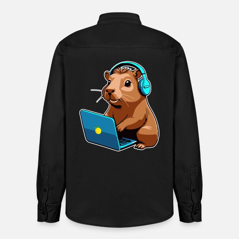 Capybara Programmierer Coder Computer - Relaxed Fit Unisex Organic Hemd von Stanley/Stella - washed Black