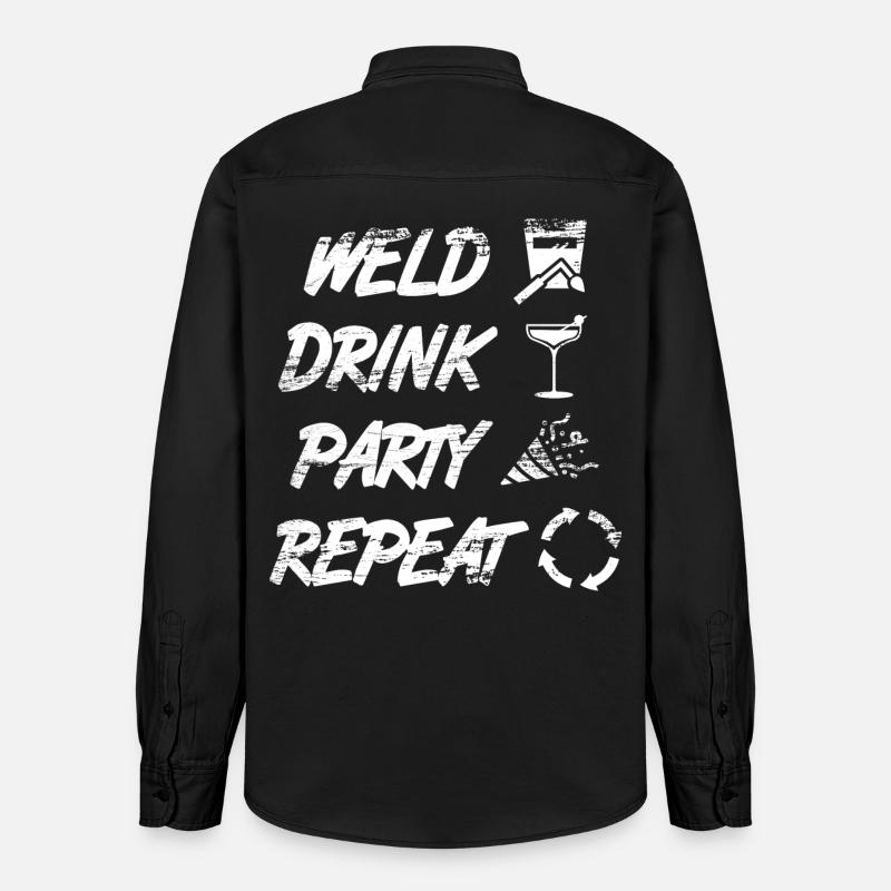 welding, drinking, celebrating, repeating - Relaxed Fit Unisex Organic Shirt by Stanley/Stella - washed black