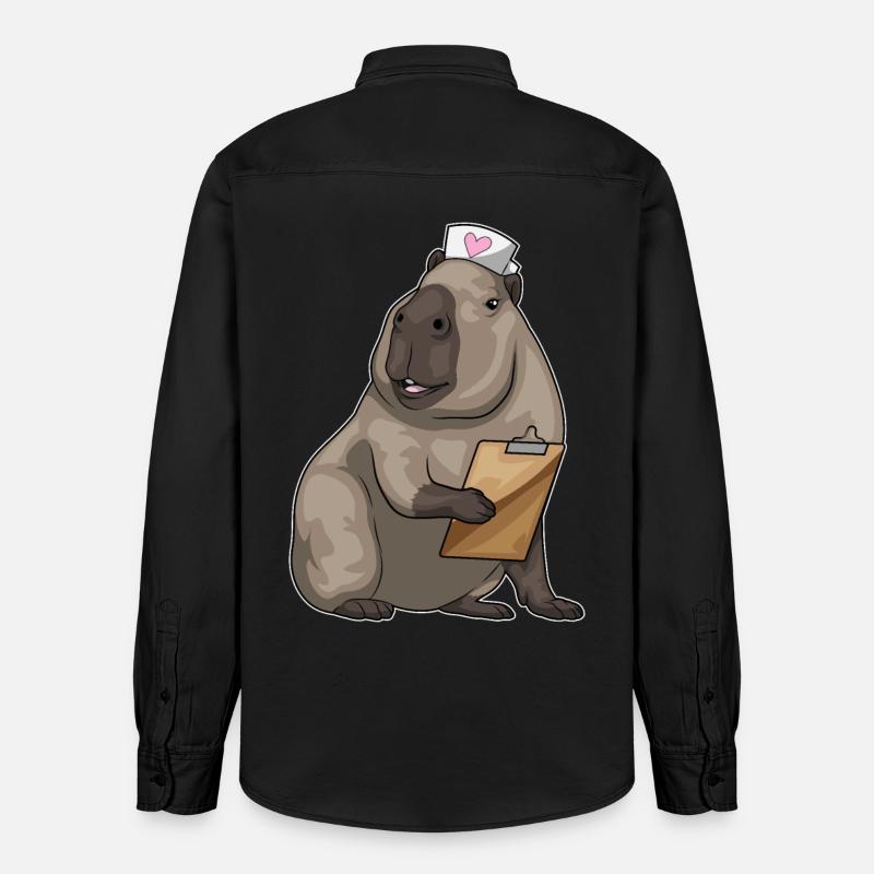 Capybara infirmière bloc-notes - Chemise unisexe coupe décontractée bio Stanley/Stella - noir délavé