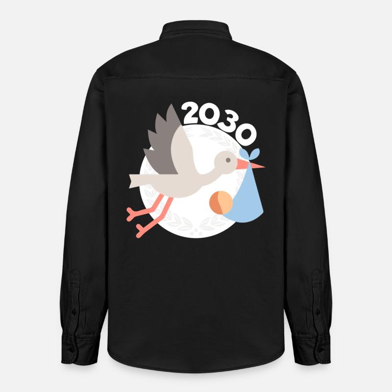 Cigogne avec bébé 2030 - Chemise unisexe coupe décontractée bio Stanley/Stella - noir délavé