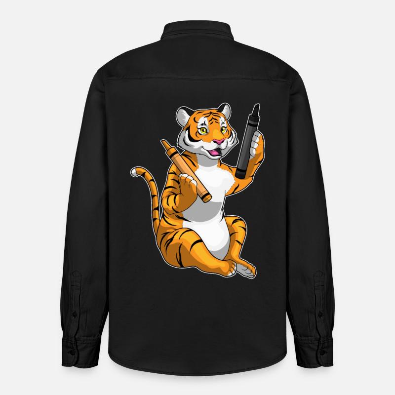École de crayon Tiger Pupil - Chemise unisexe coupe décontractée bio Stanley/Stella - noir délavé