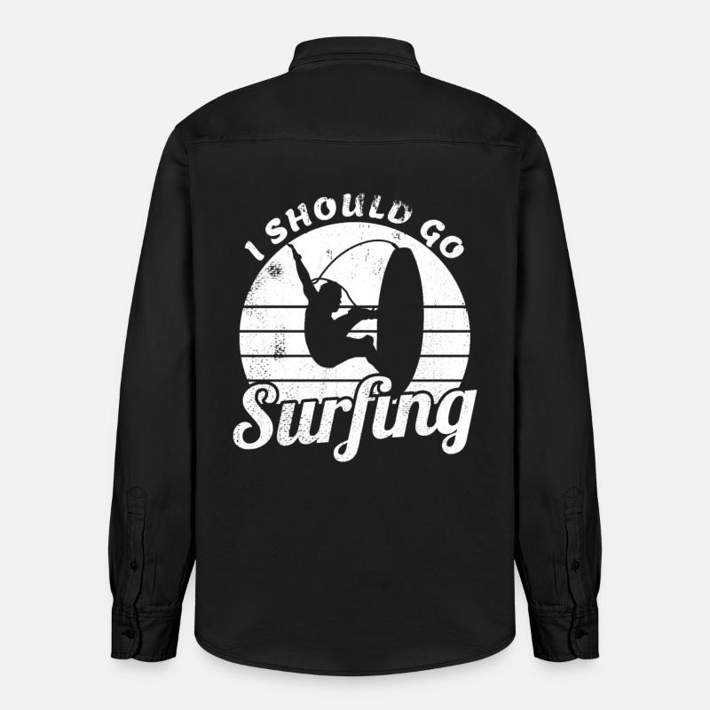 Je devrais aller surfer - Chemise unisexe coupe décontractée bio Stanley/Stella - noir délavé