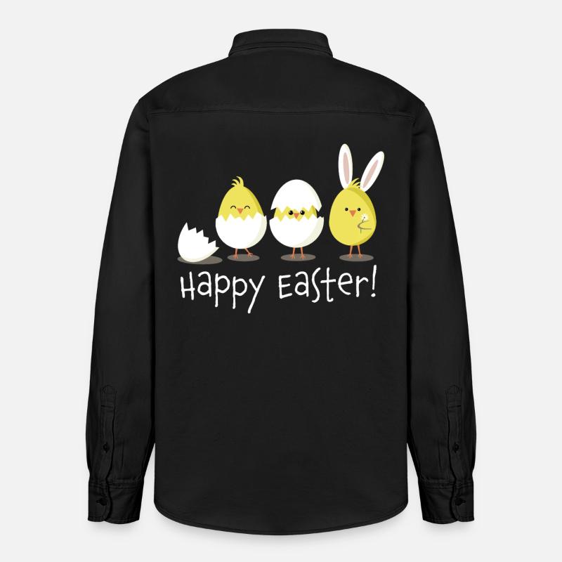 Happy Easter Chick Egg Easter Egg - Relaxed Fit Unisex Organic Shirt by Stanley/Stella - washed black