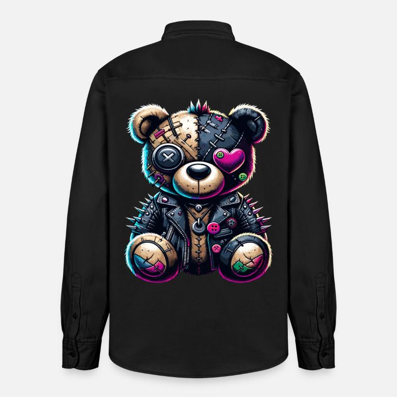 Ours en peluche Punk Emo - Chemise unisexe coupe décontractée bio Stanley/Stella - noir délavé