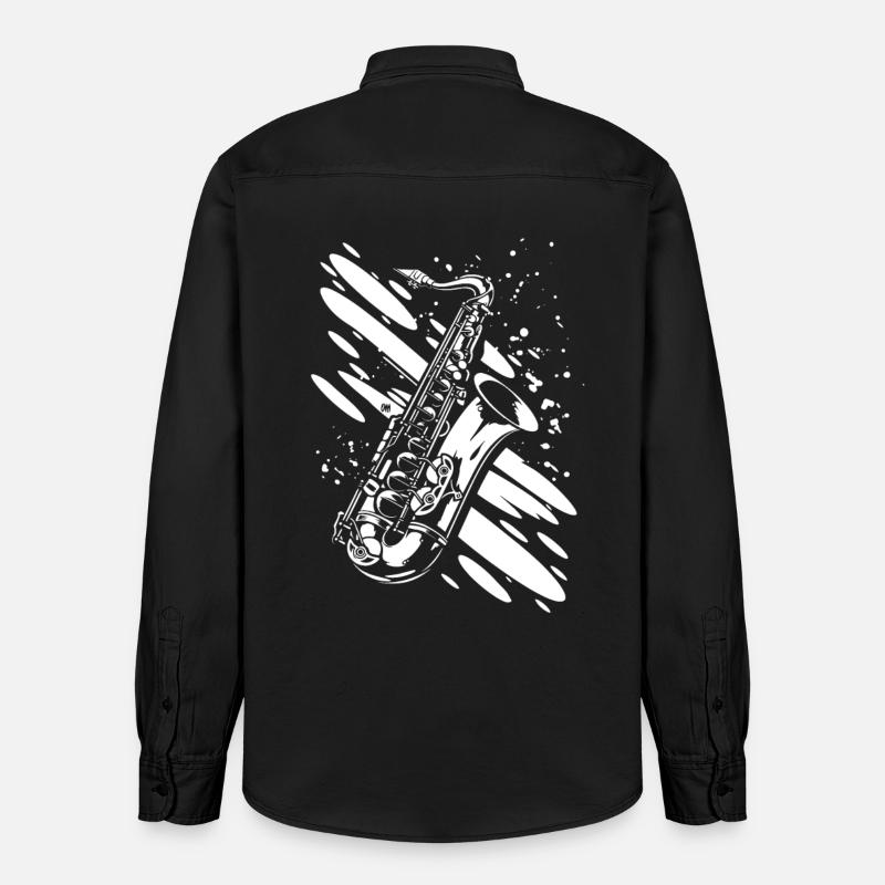 Saksofon - Koszula unisex luźny krój bio Stanley/Stella - sprany czarny