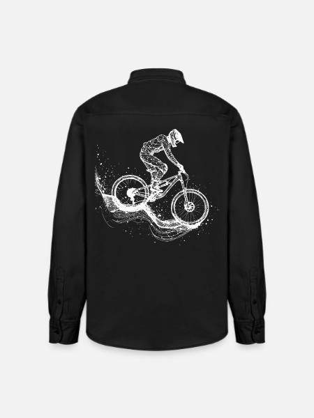 Dessin VTT - Chemise unisexe coupe décontractée bio Stanley/Stella - noir délavé