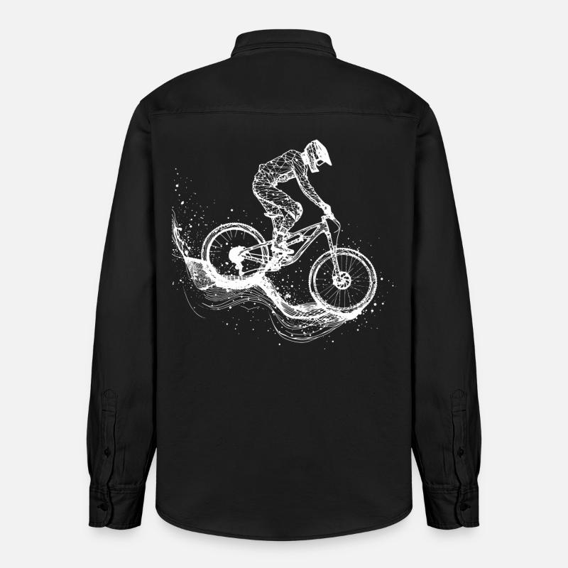 Mountain Biking Drawing - Relaxed Fit Unisex Organic Shirt by Stanley/Stella - washed black