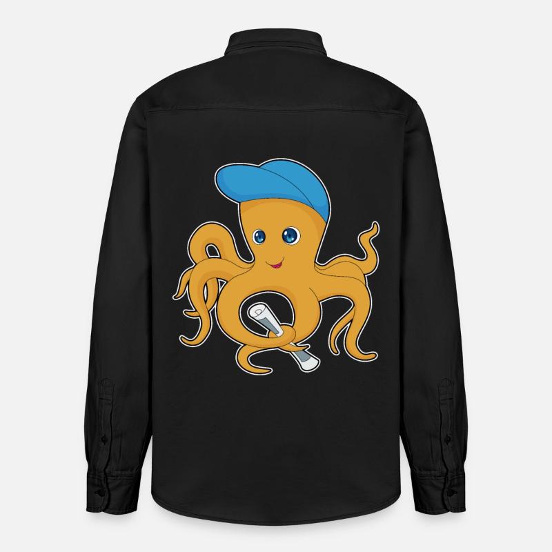 Journal Octopus - Chemise unisexe coupe décontractée bio Stanley/Stella - noir délavé