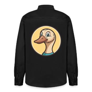 oie kawaii dessin animé personnage animal visage d’animal de compagnie - Chemise unisexe coupe décontractée bio Stanley/Stella - noir délavé - Dos - AI Model Male 178 light (178cm)