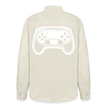 Video Game Controller Drawing - Relaxed Fit Unisex Organic Shirt by Stanley/Stella - soft Ecru - Back - AI Model Male 178 light (178cm)