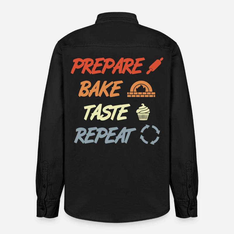 Préparer Cuire Goûter Répéter - Chemise unisexe coupe décontractée bio Stanley/Stella - noir délavé