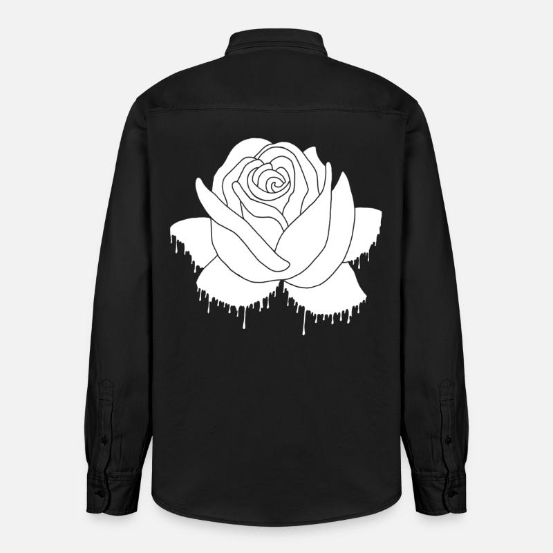 Graffiti d'une rose blanche - Chemise unisexe coupe décontractée bio Stanley/Stella - noir délavé