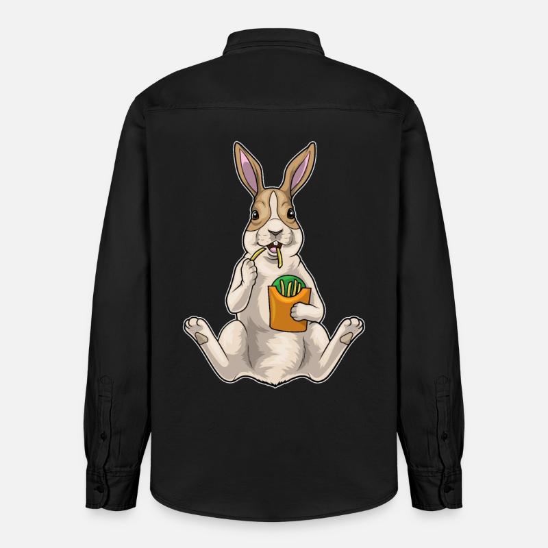 Frites lapin - Chemise unisexe coupe décontractée bio Stanley/Stella - noir délavé