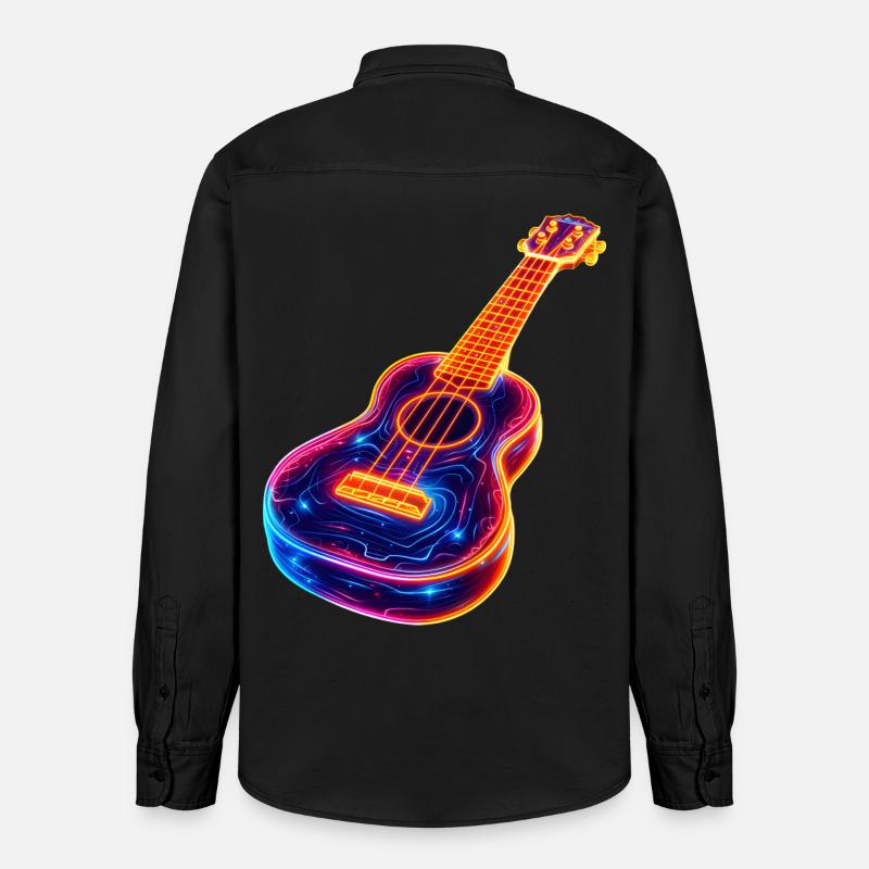 Ukulélé Synthwave - Chemise unisexe coupe décontractée bio Stanley/Stella - noir délavé