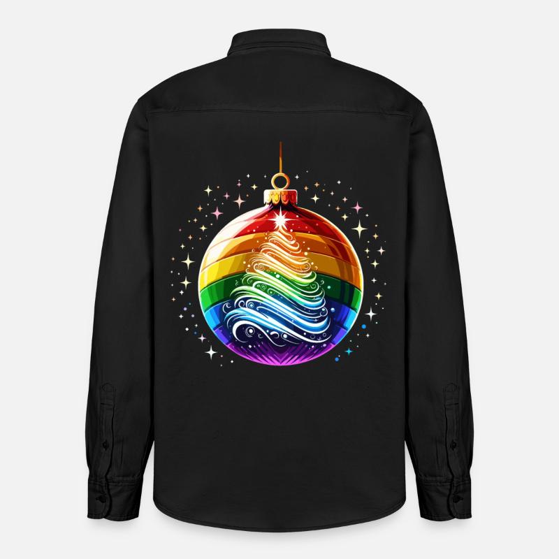 Regenbogen Weihnachtskugel - Relaxed Fit Unisex Organic Hemd von Stanley/Stella - washed Black