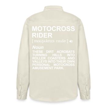 Motocross rider definition - Relaxed Fit Unisex Organic Shirt by Stanley/Stella - soft Ecru - Back - AI Model Male 178 light (178cm)