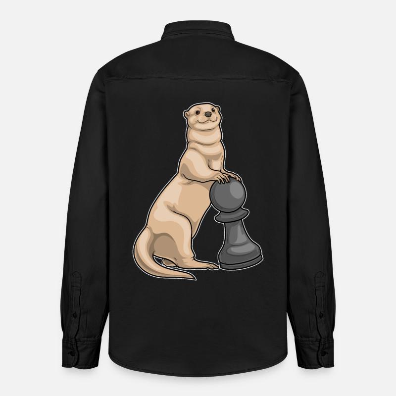 Otter Schachfigur Bauer Schach - Relaxed Fit Unisex Organic Hemd von Stanley/Stella - washed Black