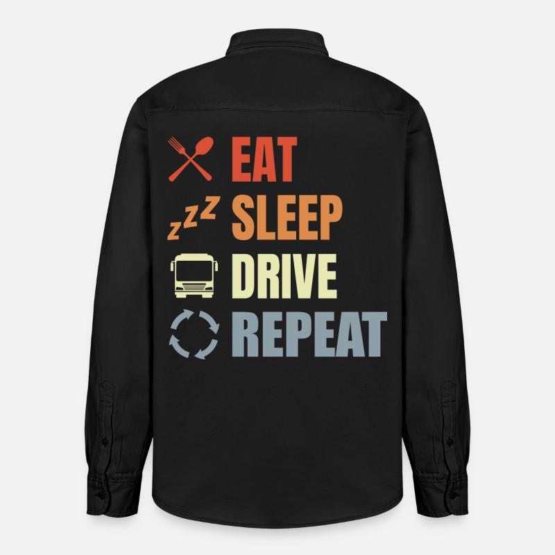 Manger Dormir Conduire Répéter - Chemise unisexe coupe décontractée bio Stanley/Stella - noir délavé