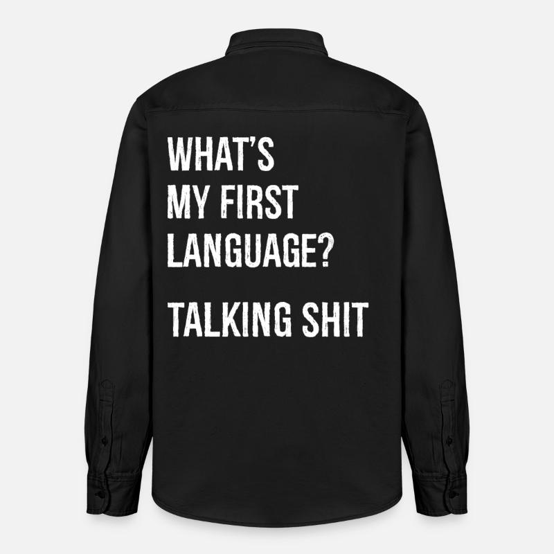 what's my first language talking shit - Relaxed Fit Unisex Organic Hemd von Stanley/Stella - washed Black