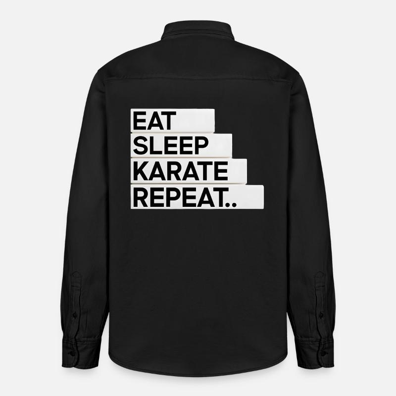 Manger. Dormir. Karaté. Répéter... - Chemise unisexe coupe décontractée bio Stanley/Stella - noir délavé